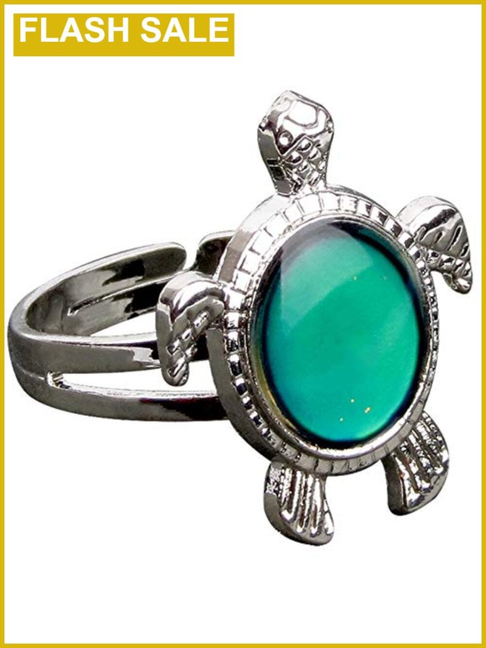 Adjustable Mood Ring Color Changing Statement Rhodium Plated Brass